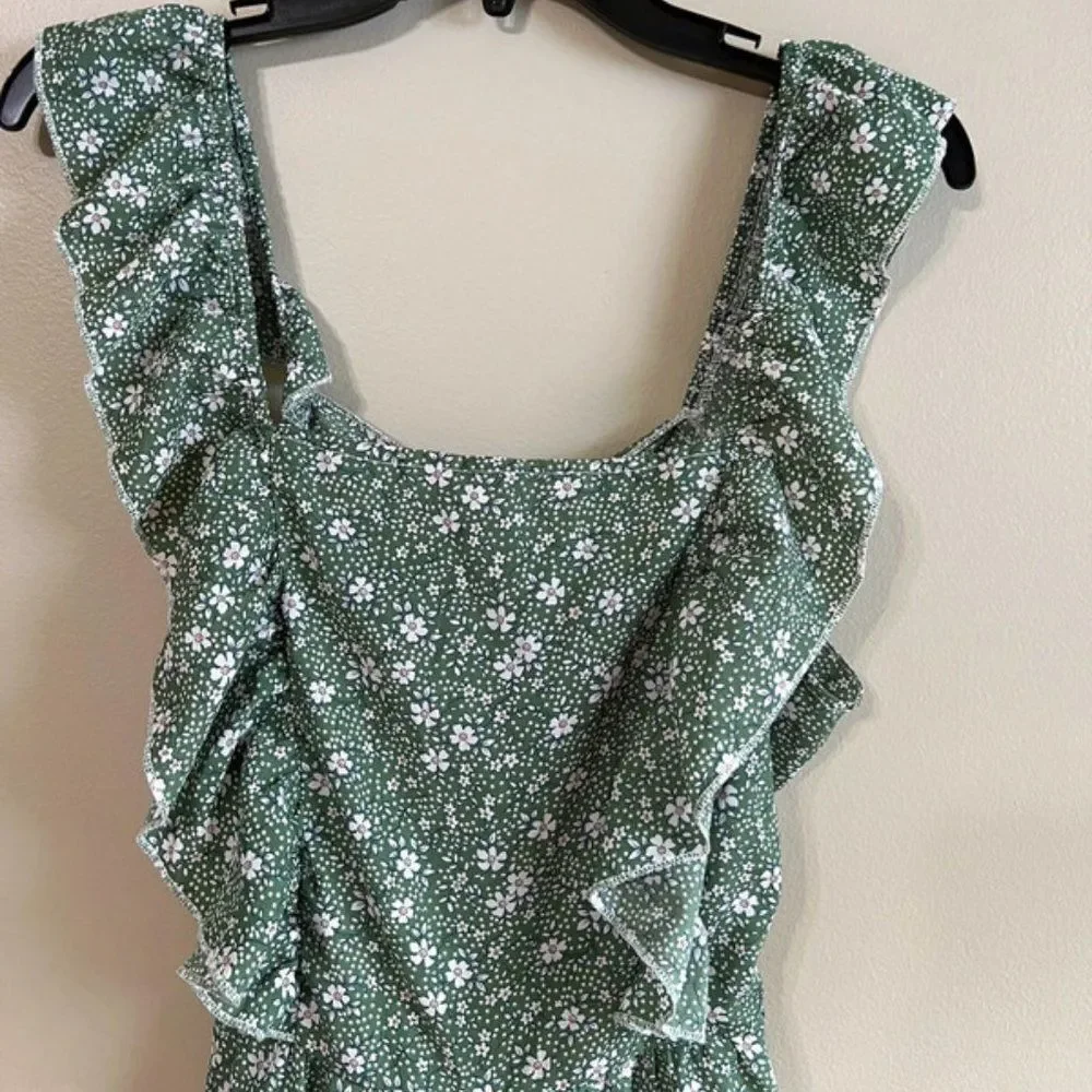 Shein medium floral green romper‎